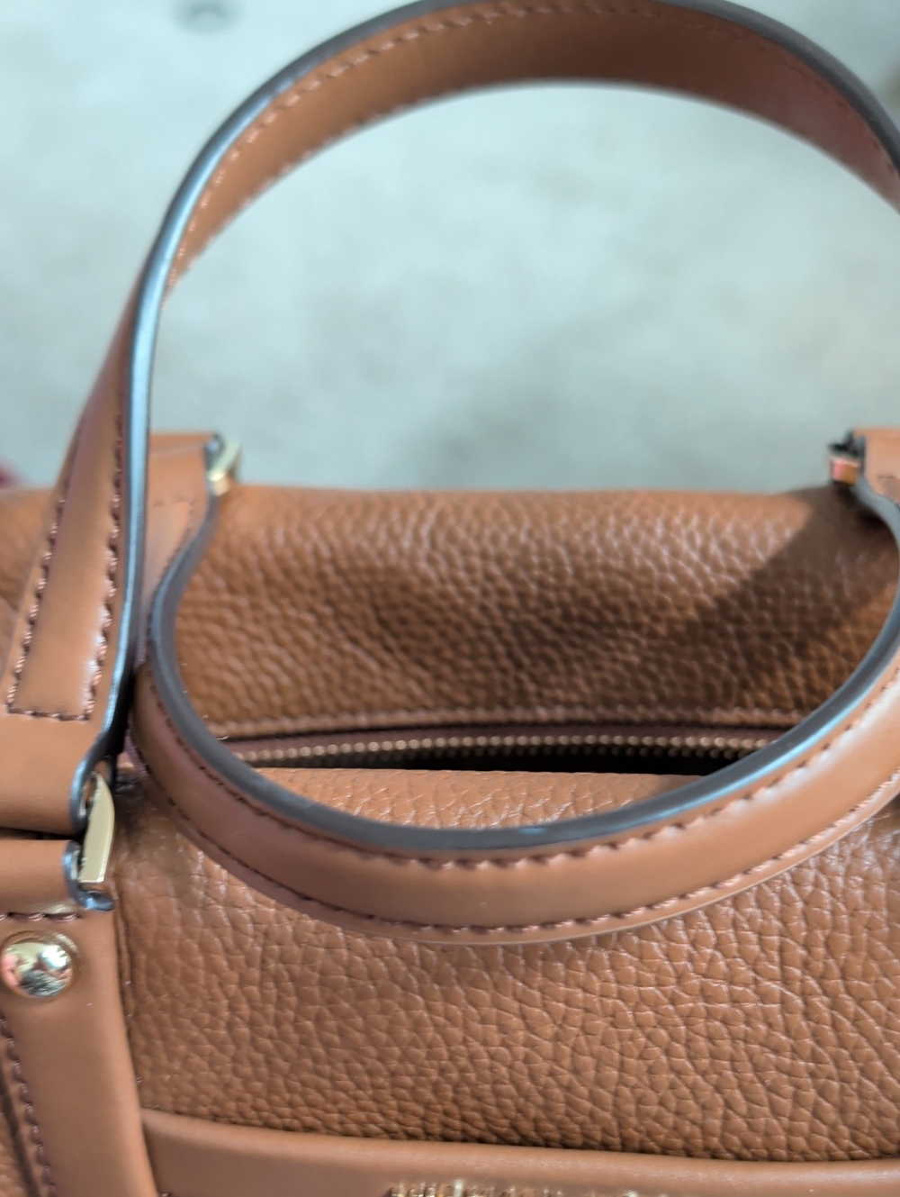 Michael Kors Cognac Pebbled Leather Satchel - Picture 5 of 7
